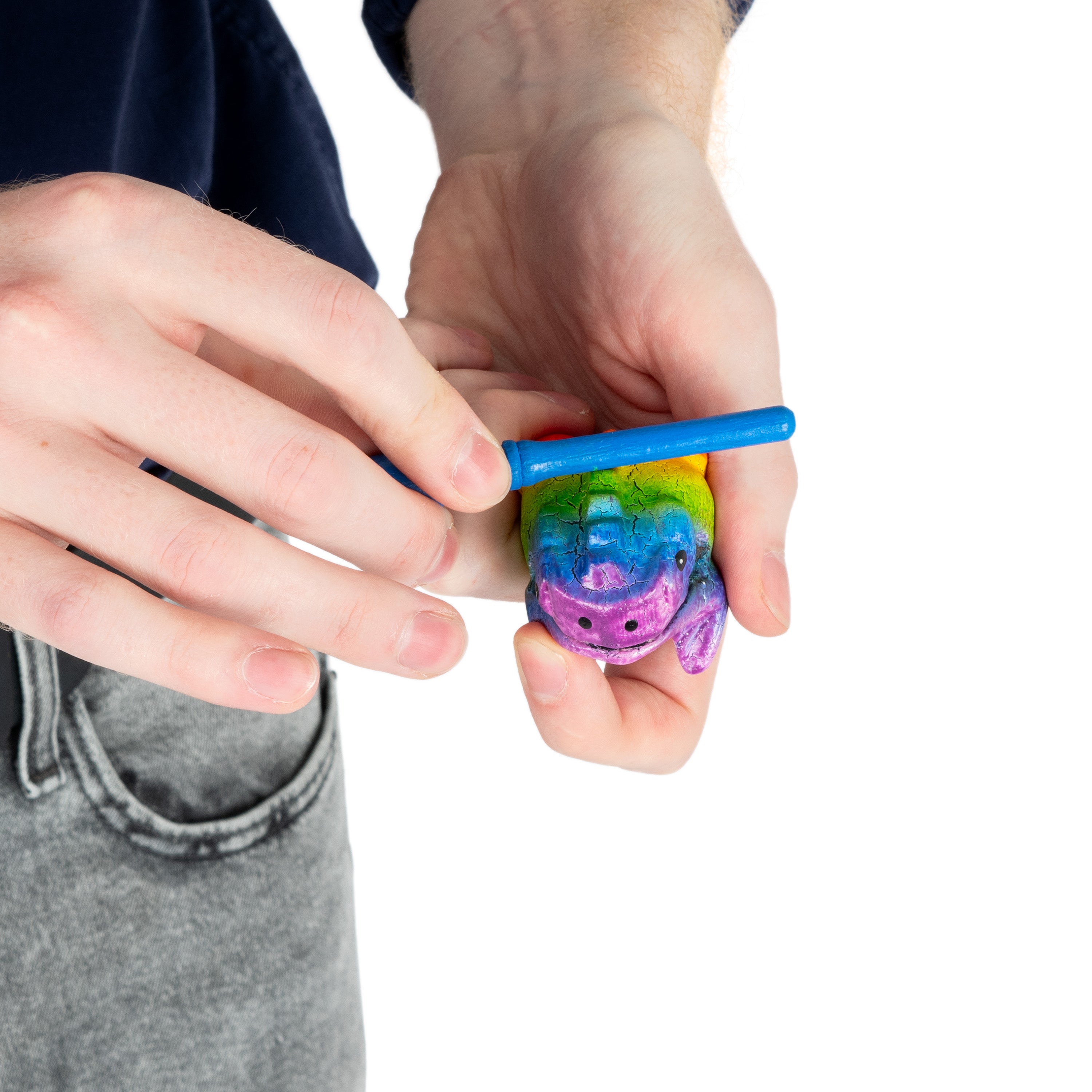 PP2132 - Percussion Plus Honestly Made mini rainbow frog guiro and scraper A1