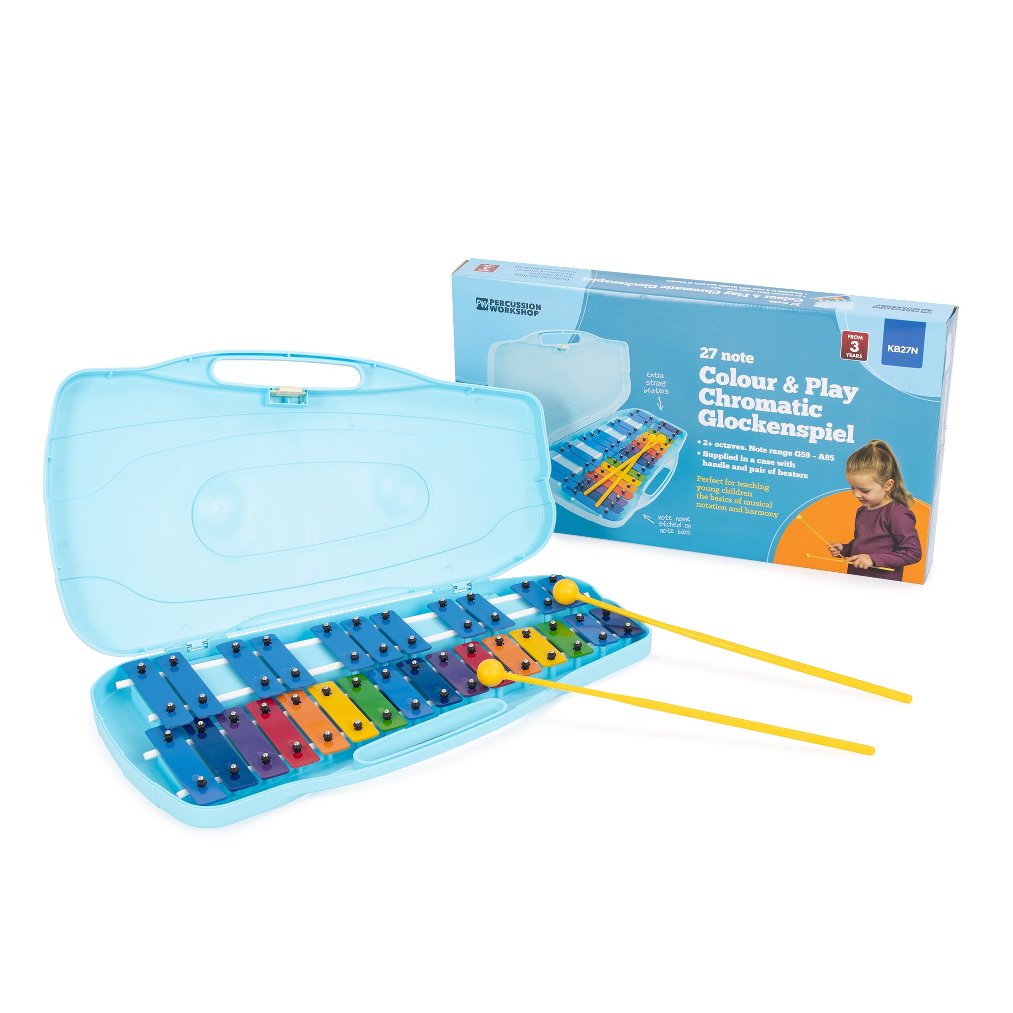 Percussion Workshop 27 colour note chromatic glockenspiel with case ::  Percussion Plus