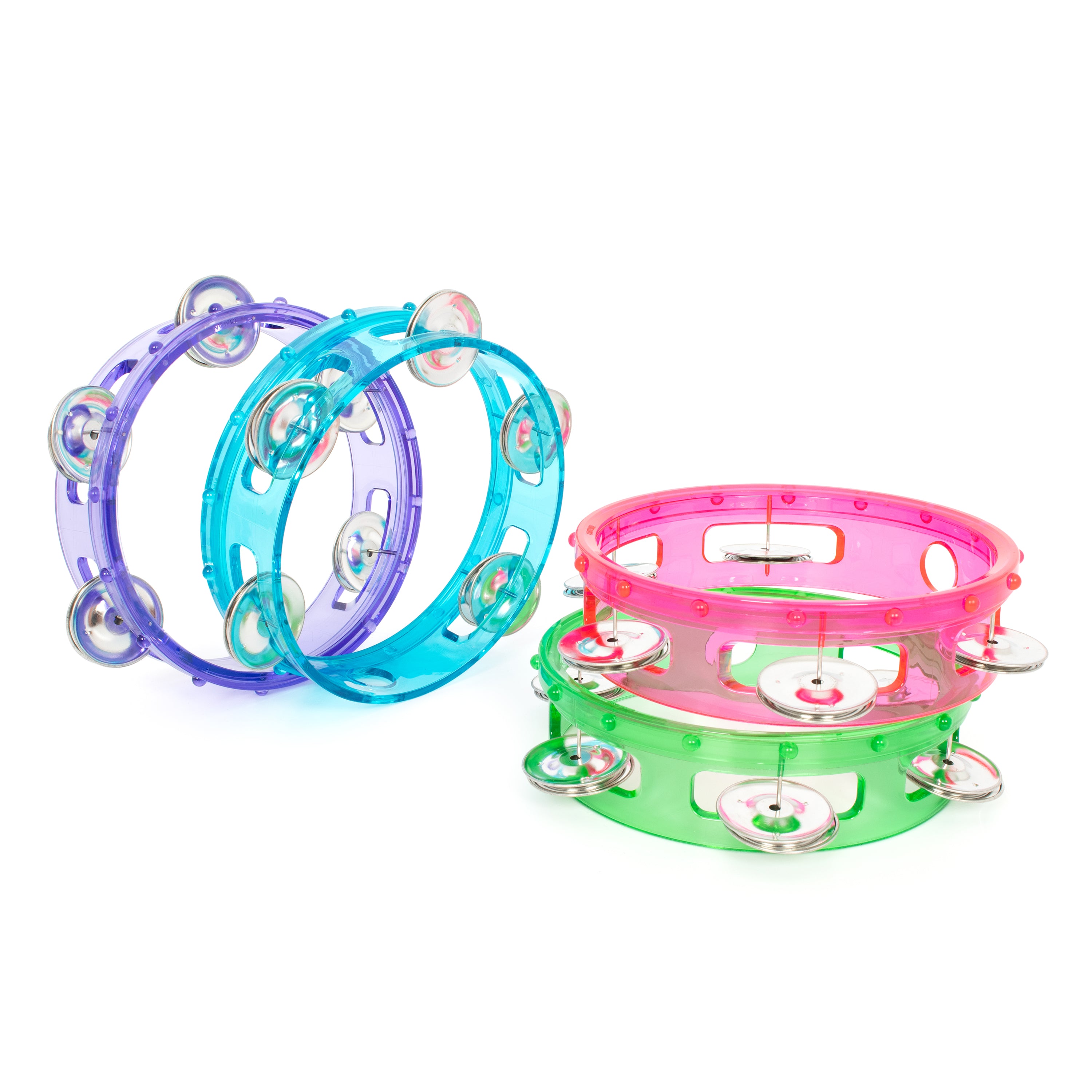 PP489-PU,PP489-GR,PP489-PK - Percussion Plus 6" transparent headless tambourine Purple / A1