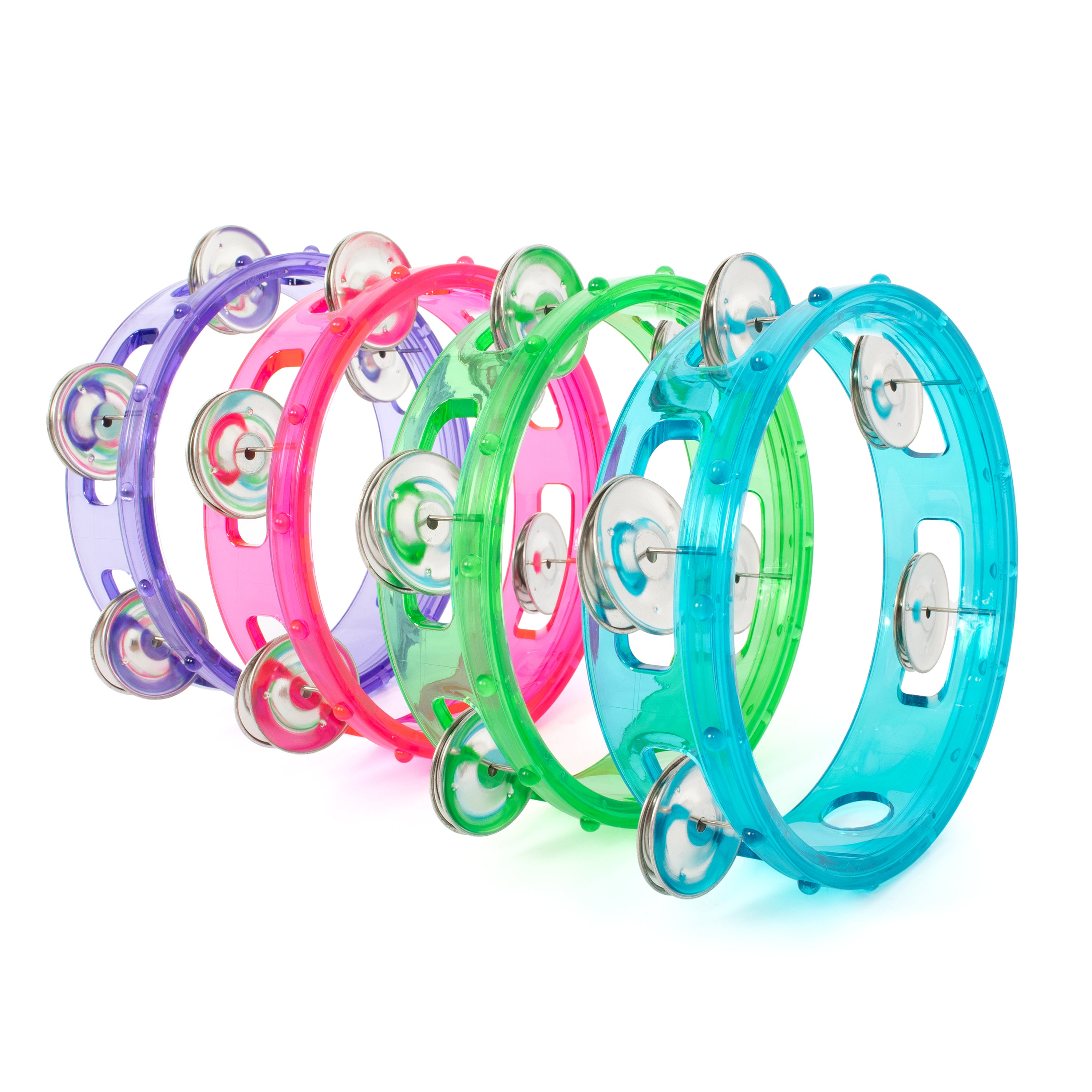 PP489-PU,PP489-GR,PP489-PK - Percussion Plus 6" transparent headless tambourine Purple / A1