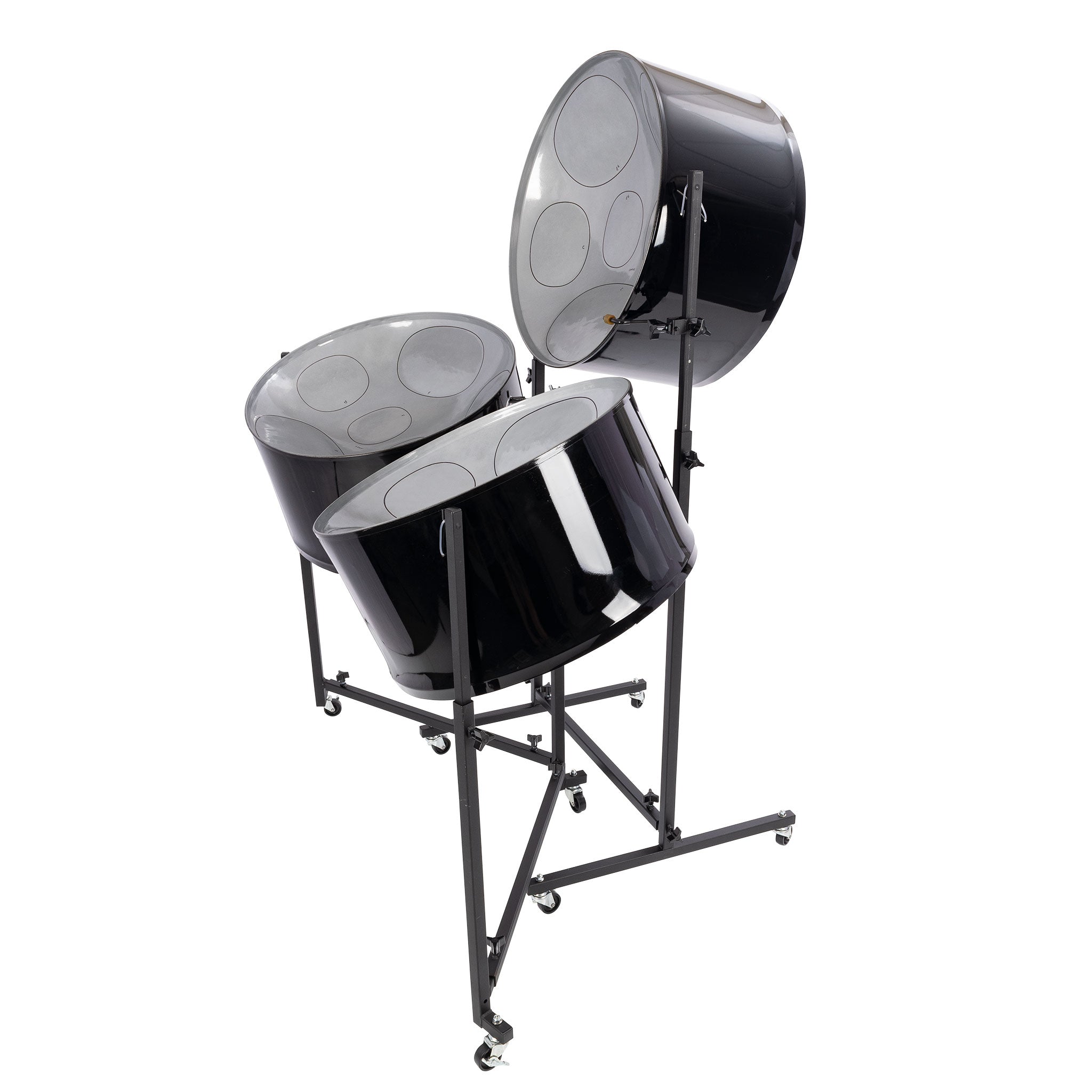 Percussion Plus Hammer Series triple cello steel pans painted finish